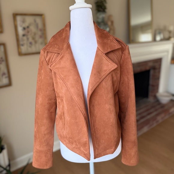 Philosophy Faux Leather Suede Moto Jacket – Cognac Brown | Size Small - Picture 1 of 4
